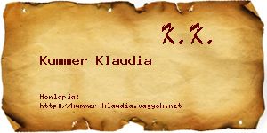 Kummer Klaudia névjegykártya